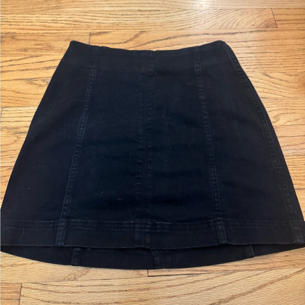 Classic Black Denim Skirt